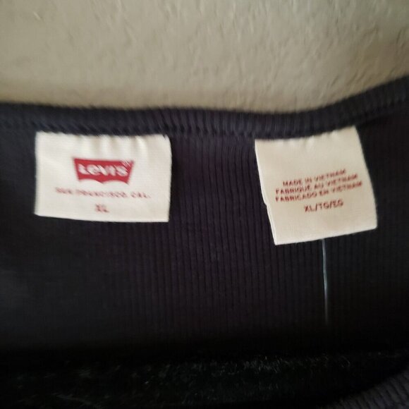 Levi's Womens Off Black Short Sleeve Rib 90s Style Baby T-Shirt Size XL Slim Fit - Picture 6 of 15